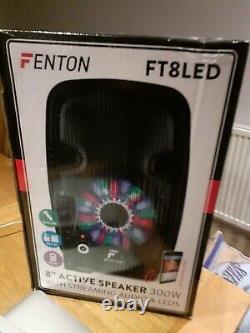 Fenton FT8 LED DJ Active Speaker with bluetooth, usb, aux & Built in Disco Light
