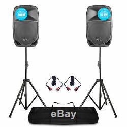 Fenton FTB12 V3 Active 500W 12 DJ Disco PA Speaker (Pair) with Stands