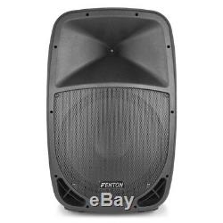 Fenton FTB15 V3 Active 700W 15 DJ Disco PA Speaker (Pair) with Stands