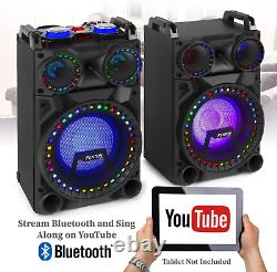 Fenton VS10 Active Powered Bluetooth Disco Speakers DJ Party Set with LED Lights