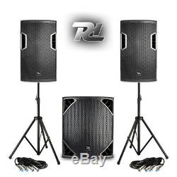 Full PA Sound System Powered Speakers SubWoofers DJ Disco Club with Stands 1300W