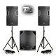 Full Pa Sound System Powered Speakers Subwoofers Dj Disco Club With Stands 1300w
