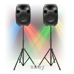 Fully Powered PA Speaker System with Stands TRULY PORTABLE Mobile Dj Disco Set