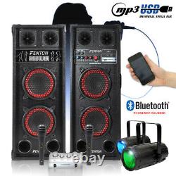 Home Karaoke Disco Party Package Speakers with Microphones, Mixer and LED Lights