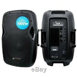 KAM RZ12A V3 Active 1000W Speaker DJ Disco Sound System PA Bundle Black
