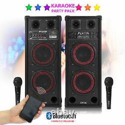 Karaoke PA System Bluetooth Disco Party Speakers with Microphones MP3 Cable