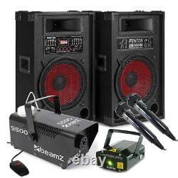 Loud Amplified Speakers Firefly Effect Laser Light Smoke Machine Dj Disco Pack