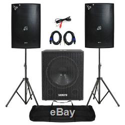 Mobile DJ Speakers PA Amplifier Mixer Stands Band Disco Kit Set 1400W 12