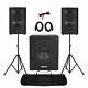 Mobile Dj Speakers Pa Amplifier Mixer Stands Band Disco Kit Set 1400w 12