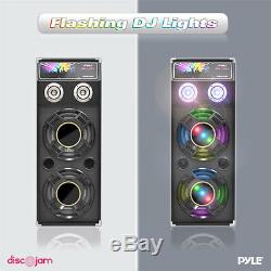 New PSUFM1245A 1400 Watt Disco Jam Powered Two Way PA Speaker System with USB/SD