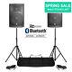 Pair Active Dj Speakers Pa Pro Bi-amp Disco System Bluetooth 12 2800w + Stands