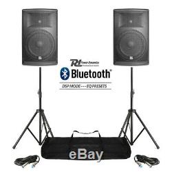Pair Active DJ Speakers PA Pro Bi-Amp Disco System Bluetooth 12 2800W + STANDS