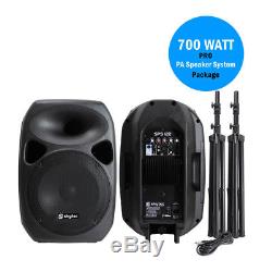 Pair Active Passive PA System Speakers + Stands 12 Woofer 700W DJ Disco Party