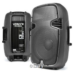 Pair Active Powered 15 Inch DJ Disco PA Speaker System Vonyx SPJ1500A 1600W Max