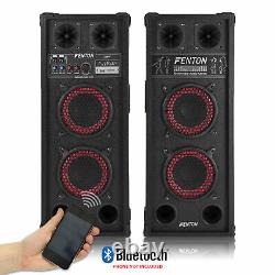 Pair Double 6.5 Bluetooth Active Speakers SD USB DJ Disco PA Party Karaoke 600W