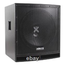 Pair Pro 15 Active Powered Subwoofer Bass Bin DJ Disco PA Sub Speaker 1600W