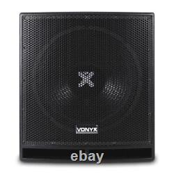 Pair Pro 15 Active Powered Subwoofer Bass Bin DJ Disco PA Sub Speaker 1600W