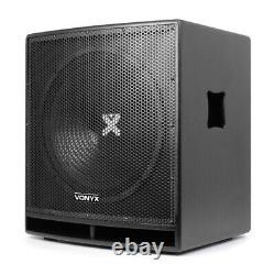 Pair Pro 15 Active Powered Subwoofer Bass Bin DJ Disco PA Sub Speaker 1600W