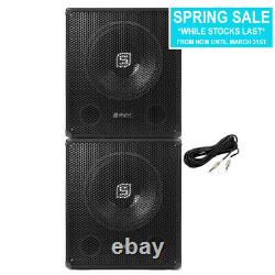 Pair Skytec SMWBA15 15 Inch Active Powered DJ Disco Party Subwoofers Subs 1200W