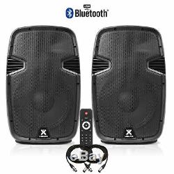 Pair Vonyx 12 Bluetooth Active Powered Speaker MP3 USB DJ PA Disco Party 1200W