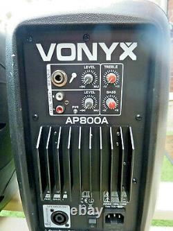 Pair Vonyx AP800A Active Powered 200W 8 Disco Party Speakers