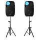 Pair Vonyx Ap800a Active Powered 8 Home Disco Party Speakers With Folding Stands
