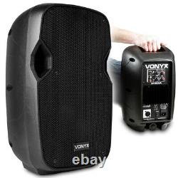Pair Vonyx AP800A Active Powered 8 Home Disco Party Speakers with Folding Stands
