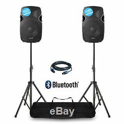 Pair Vonyx Hi-End 10 Bluetooth MP3 Active Powered DJ Disco Speakers with Stands