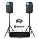 Pair Vonyx Hi-end 10 Bluetooth Mp3 Active Powered Dj Disco Speakers With Stands