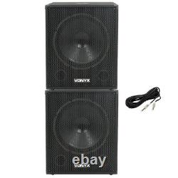 Pair Vonyx SMWBA18 18 Inch Active Powered DJ Disco Party Subwoofers Subs 2000W