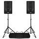 Pair Of 12 Active Dj Disco Pa Speakers With Stands Bluetooth 1200w Cvb12