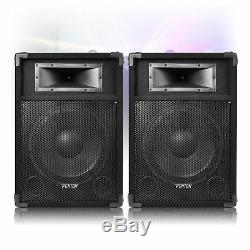 Pair of 12 Active Powered DJ Speakers Party Disco Sound 1200W
