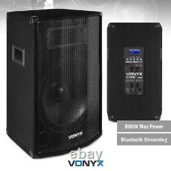 Pair of 15 Active DJ Disco PA Speakers with Bluetooth 1600W CVB15