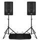 Pair Of 15 Active Dj Disco Pa Speakers With Stands Bluetooth 1600w Cvb15