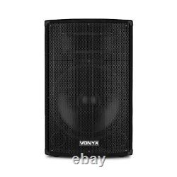 Pair of 15 Active DJ Disco PA Speakers with Stands Bluetooth 1600W CVB15