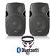Pair Of Active Powered 10 Bluetooth Dj Pa Disco Speakers With Cables 800 Watts