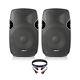 Pair Of Active Powered 10 Mobile Dj Pa Disco Speakers With Cables 800 Watts