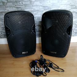 Pair of Active Powered 12 Bluetooth DJ PA Disco Speakers with Cables 1200 Watt