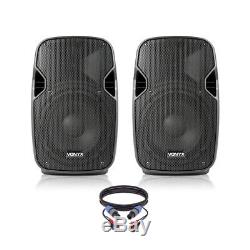 Pair of Active Powered 8 Mobile DJ PA Disco Speakers with Cables 400 Watts