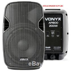 Pair of Active Powered 8 Mobile DJ PA Disco Speakers with Cables 400 Watts