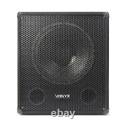 Pair of Active Powered PA Subwoofer 15 inch Low Pass Bass Speakers DJ Disco Sub