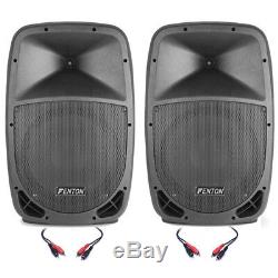 Pair of FTB 12 Inch Active DJ PA Disco Speakers 500 Watt Power with Cables