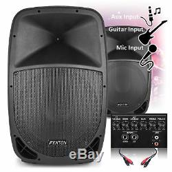 Pair of FTB 15 Inch Active DJ PA Disco Speakers 700 Watt Power with Cables