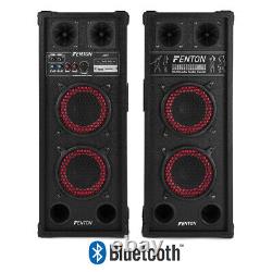 Pair of Home Karaoke Bluetooth Disco Party Speakers with Bluetooth USB DJ Mixer