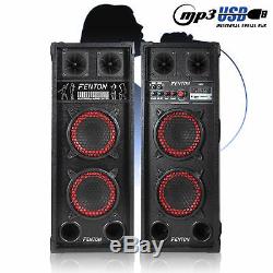 Pair of Home Karaoke Disco Party Speakers with Bluetooth USB MP3 DJ Mixer