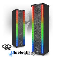 Pair of House Party Disco Speakers with Bluetooth & LED Flashing Lights 1200W