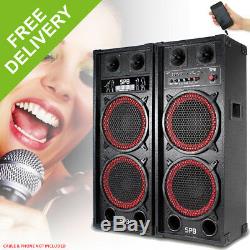 Pair of Skytec Dual 2x 10 Active Powered Speakers Disco Party DJ System 1200W