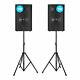 Pair Of Vonyx 10 Passive Dj Pa Speakers With Stands 1000w Mobile Disco Set
