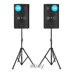 Pair of Vonyx 10 Passive DJ PA Speakers with Stands 500W Mobile Disco Set