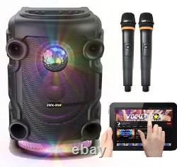 Portable Bluetooth PA Speaker System 300w 2 Wireless Micro VS-DSPA, Disco Lights